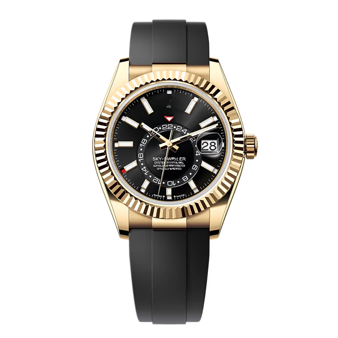 Sky Traveler 42 – Black Dial | Flexible Rubber Strap